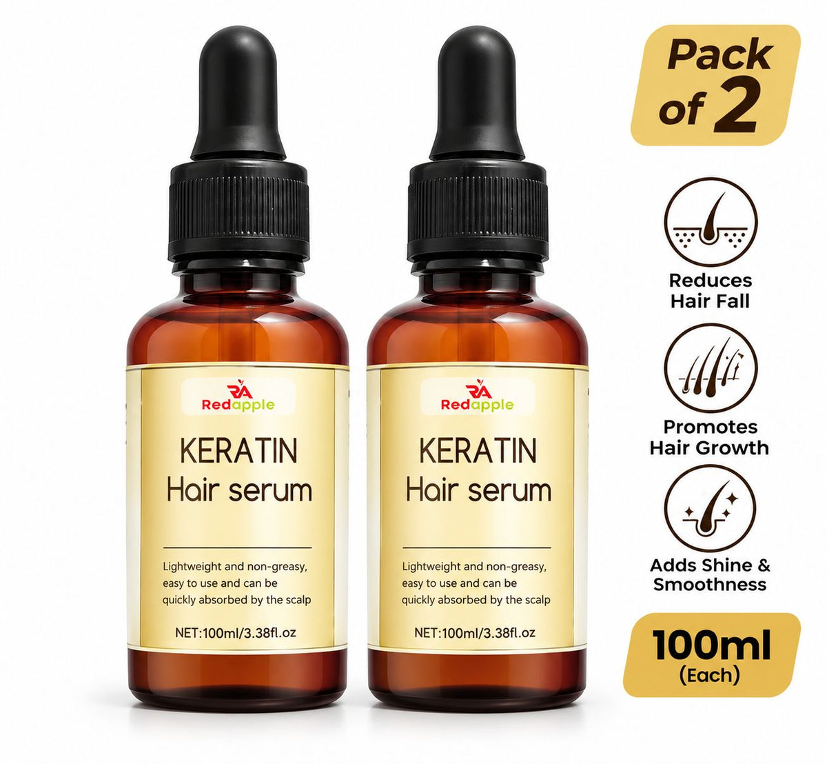 Keratin Hair Serum 100ML Each pack of 2